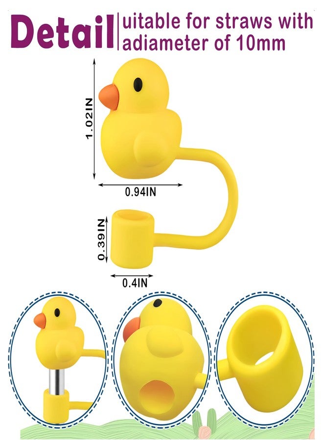 Acoavo Stanley Cup Duck Silicone Straw Topper - 2Pcs Mini Duck Cover Cap with 2Pcs Charm Accessories, Dust-Proof Reusable Tips for 30&40 Oz Tumbler - Image 3